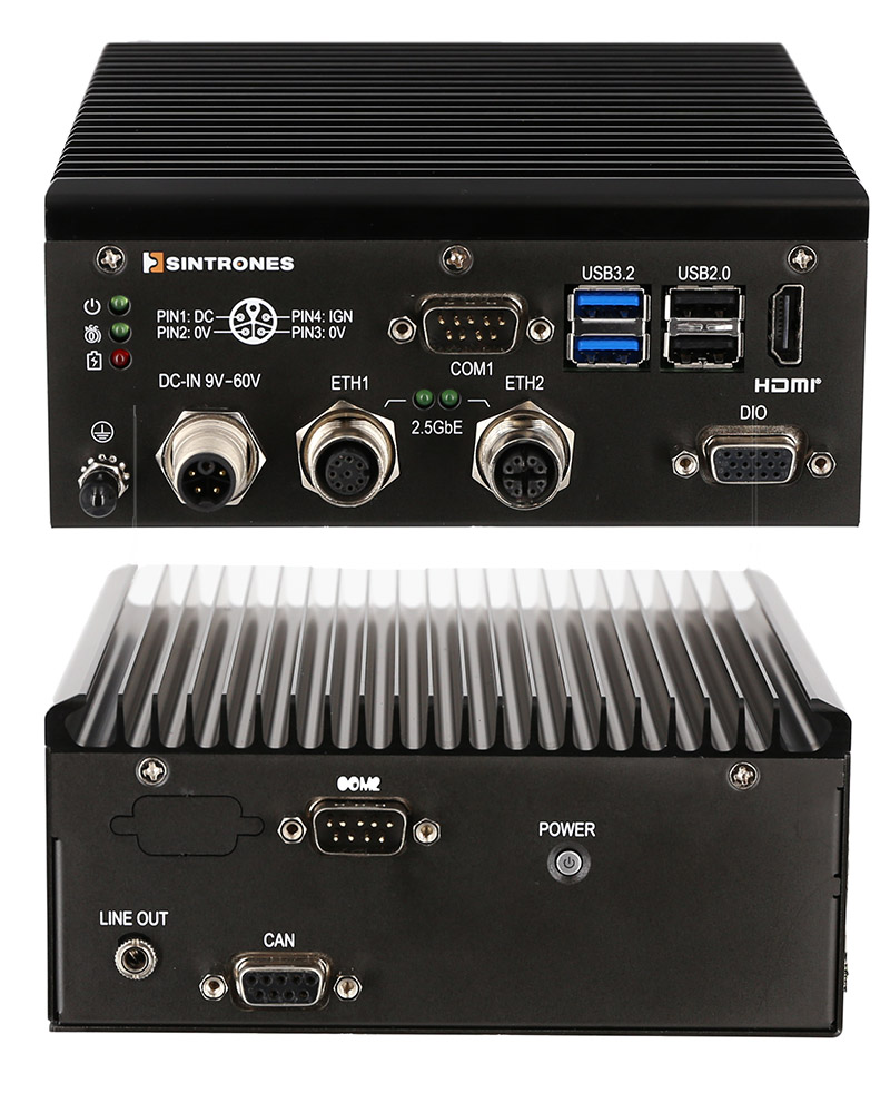 Sintrones VBOX-3132-D25-M12X-A8 (Intel Atom x7835RE, Fanless Rugged Edge Computer, <b>M12, Backup Batterie Support</B>)